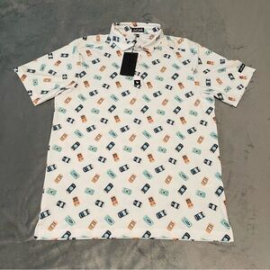 Bad Birdie Polo Shirt Mens White Golf Beer Drinks Performance Stretch Crushable